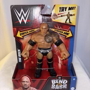 WWE Bend N Bash THE ROCK 5.5" Figure STRETCHABLE ARMS Wresting 2022
